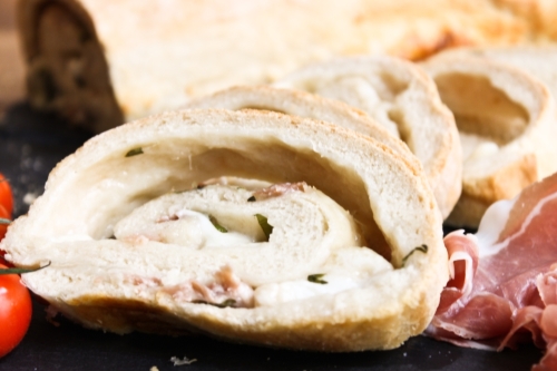 Parma ham and mozzarella stromboli